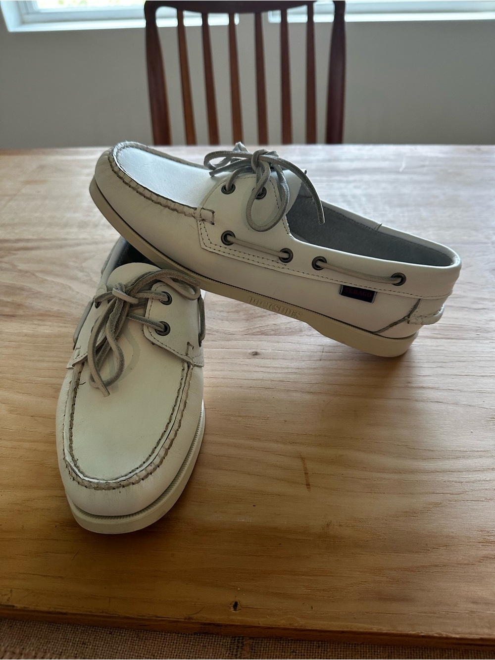 Sebago White Women’s Leather Dockside Boat Shoes
